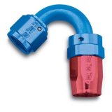 Russell Performance -8 AN Red/Blue 120 Degree Full Flow Swivel Hose End (With 3/4in Radius) thumbnail 1