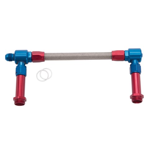 Russell Performance -8 AN to -8 AN ProFlex Holley 4150 Dual Inlet Carb Kit (Red/Blue) thumbnail 4