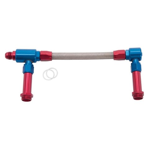 Russell Performance -8 AN to -8 AN ProFlex Holley 4150 Dual Inlet Carb Kit (Red/Blue) thumbnail 3