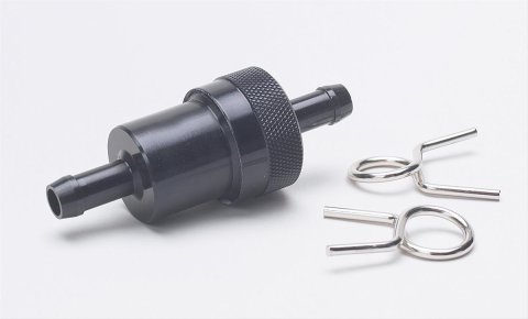Russell Performance Black Street Fuel Filter (3in Length 1-1/8in diameter 5/16in inlet/outlet) thumbnail 1