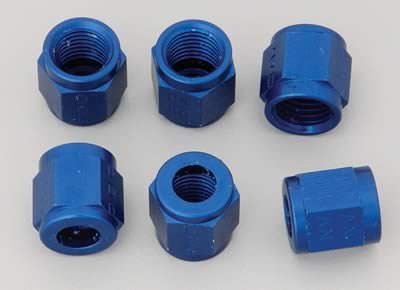 Russell Performance -4 AN Tube Nuts 1/4in dia. (Blue) (6 pcs.)