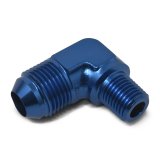 Russell Performance -4 AN to 1/4in NPT 90 Degree Flare to Pipe Adapter (Blue) thumbnail 6