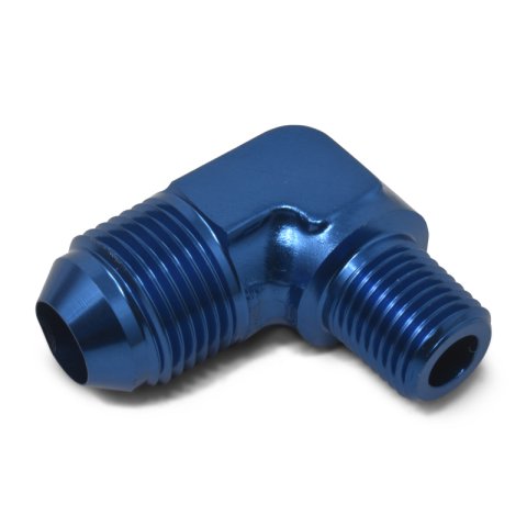 Russell Performance -6 AN to 1/4in NPT 90 Degree Flare to Pipe Adapter (Blue) thumbnail 6