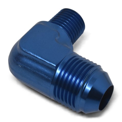 Russell Performance -6 AN to 1/4in NPT 90 Degree Flare to Pipe Adapter (Blue) thumbnail 7