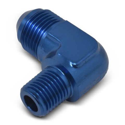 Russell Performance -6 AN to 1/4in NPT 90 Degree Flare to Pipe Adapter (Blue) thumbnail 8