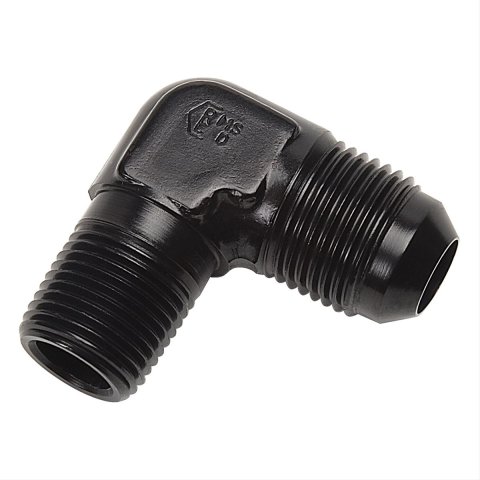 Russell Performance -6 AN to 1/8in NPT 90 Degree Flare to Pipe Adapter (Black) thumbnail 2