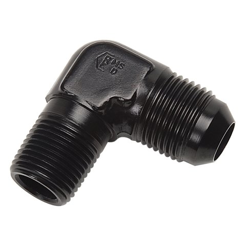 Russell Performance -6 AN to 1/8in NPT 90 Degree Flare to Pipe Adapter (Black) thumbnail 3