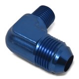 Russell Performance -8 AN to 1/4in NPT 90 Degree Flare to Pipe Adapter (Blue) thumbnail 6