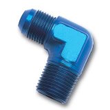 Russell Performance -8 AN to 3/8in NPT 90 Degree Flare to Pipe Adapter (Blue) thumbnail 2