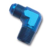 Russell Performance -8 AN to 1/2in NPT 90 Degree Flare to Pipe Adapter (Blue) thumbnail 2