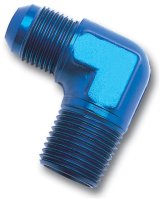Russell Performance -10 AN to 1/2in NPT 90 Degree Flare to Pipe Adapter (Blue) thumbnail 4