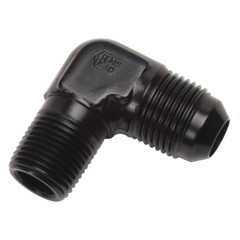 Russell Performance -10 AN to 1/2in NPT 90 Degree Flare to Pipe Adapter (Black) thumbnail 4