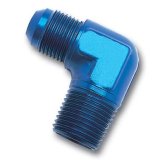 Russell Performance -16 AN to 1in NPT 90 Degree Flare to Pipe Adapter (Blue) thumbnail 2