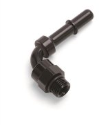 Russell Performance Adpt Fitting 3/8in SAE Qck Dis Male to #8 SAE Port Male Swvl End 90 Deg Blk Anod thumbnail 2