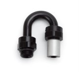 Russell Performance -6 SAE Port Male to -6 AN Hose 180 Degree Crimp On Hose End - Black Anodized thumbnail 1