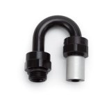 Russell Performance -6 SAE Port Male to -6 AN Hose 180 Degree Crimp On Hose End - Black Anodized thumbnail 2