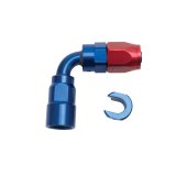 Russell Performance 3/8in SAE Quick Disc Female to -6 Hose Red/Blue 90 Degree Hose End thumbnail 5