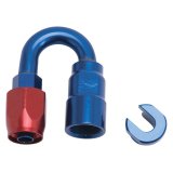 Russell Performance 3/8in SAE Quick Disc Female to -6 Hose Red/Blue 180 Degree Hose End thumbnail 3