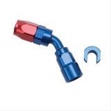Russell Performance 5/16in SAE Quick Disc Female to -6 Hose Red/Blue 45 Degree Hose End thumbnail 2