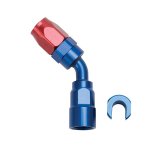 Russell Performance 5/16in SAE Quick Disc Female to -6 Hose Red/Blue 45 Degree Hose End thumbnail 5