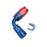 Russell Performance 5/16in SAE Quick Disc Female to -6 Hose Red/Blue 90 Degree Hose End thumbnail 4