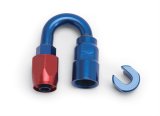 Russell Performance 5/16in SAE Quick Disc Female to -6 Hose Red/Blue 180 Degree Hose End thumbnail 1