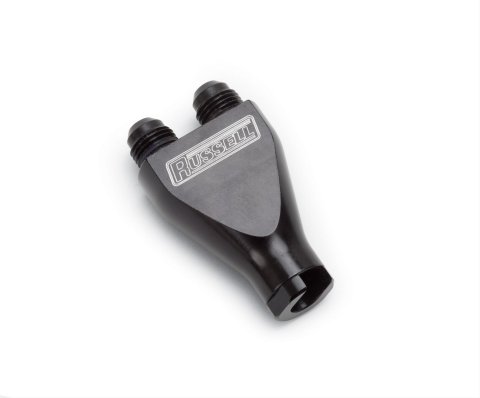 Russell Performance Billet Y-Block Adapter 3/8in SAE Quick Disconnect (2) -6AN Male Flare Black thumbnail 1