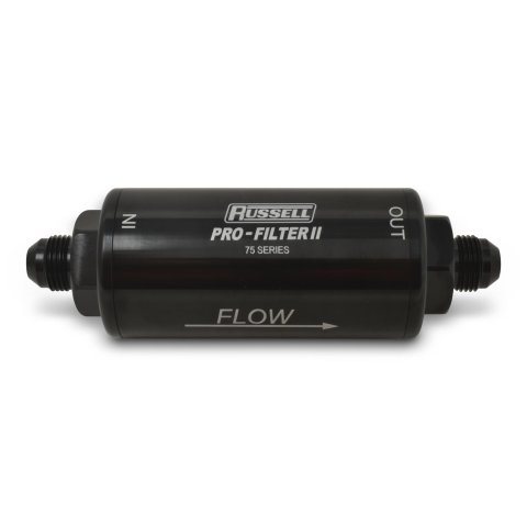 Russell Performance Profilter Fuel Filter 6.25in Long 10 Micron -6AN Inlet -10AN Outlet - Black thumbnail 4