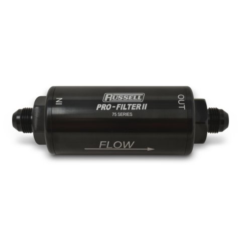 Russell Performance Profilter Fuel Filter 6.25in Long 10 Micron -6AN Inlet -10AN Outlet - Black thumbnail 5