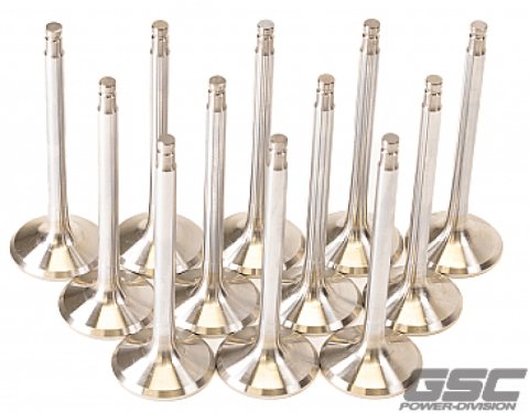 GSC P-D Nissan VR38DETT 33.15mm Head +1mm OS 91.95mm Long 6.6mm Stem Exhaust Valve - Set of 12 thumbnail 1