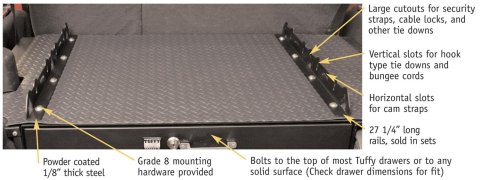 Tuffy Multipoint Tie Down Rails (2 Rails) 27 1/4In Long thumbnail 3