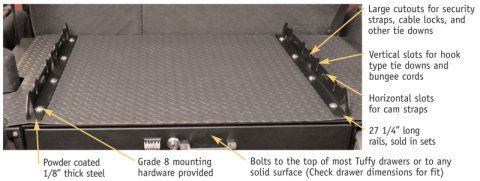 Tuffy Multipoint Tie Down Rails (2 Rails) 27 1/4In Long thumbnail 7
