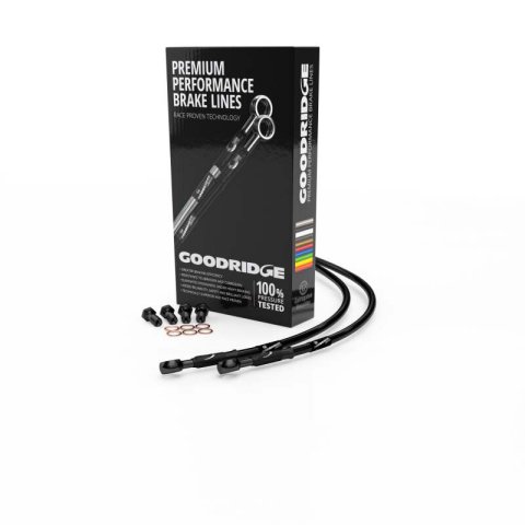 Goodridge 04-10 Harley-Davidson XL50/XL883C Black Front Brake Line w/Black Fitting thumbnail 1