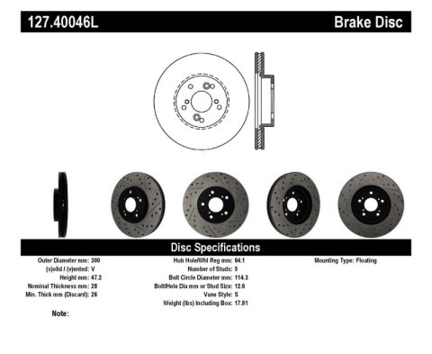 StopTech Nissan 370Z / 01-03 Acura CL / 06 EL / 04-09 TSX / 03-07 Honda Accord Coupe M/T / 05-08 Se thumbnail 4