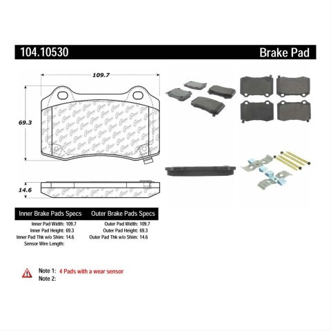 Posi-Quiet 06-08 Grand Cherokee SRT-8 / 08 Challenger SRT-8 Deluxe Plus Rear Brake Pads thumbnail 2