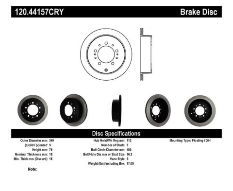 Stoptech 08-17 Toyota Land Cruiser / 08-17 Lexus LX Rear Premium Cryo Rotor thumbnail 7