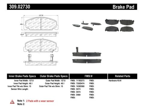 StopTech Performance 93-00 Honda Civic DX w/ Rr Drum Brakes Front Brake Pads thumbnail 2