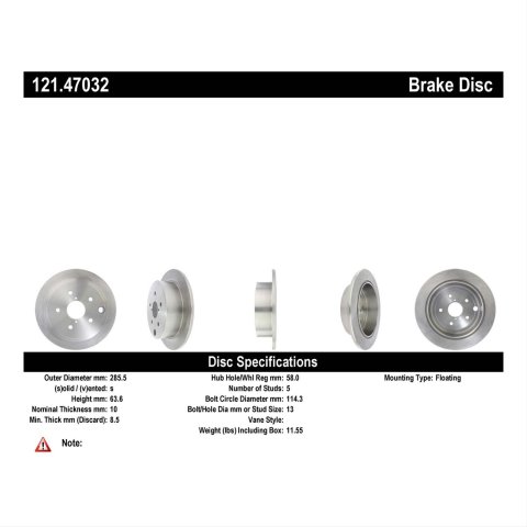 Centric C-TEK Standard Brake Rotor - Rear thumbnail 1
