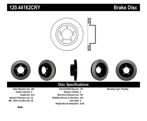 Stoptech 08-11/13-18 Toyota Land Cruiser Front Premium High Carbon Cryo Brake Rotor thumbnail 7