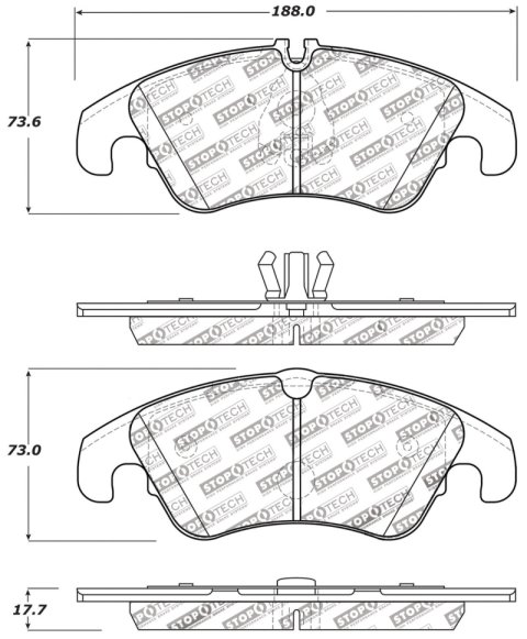 StopTech Performance 08-10 Audi A5 / 10 S4 / 09-10 Audi A4 (except Quattro) Front Brake Pads thumbnail 3