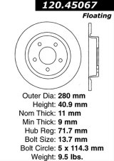 Centric 04-09 Mazda 3 2.3L Rear Performance Rotor thumbnail 2