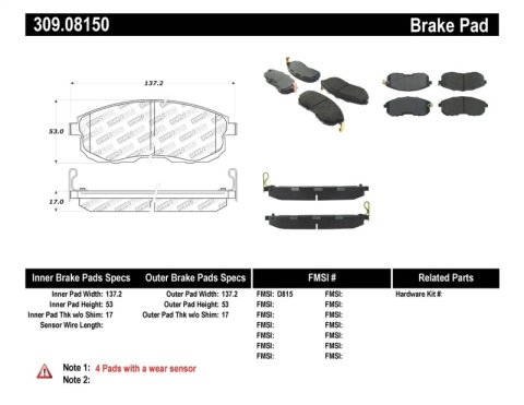 StopTech Performance 02-05 Infiniti G35 / 07-09 Nissan Altima/Sentra / 6/02-05 350Z Front Brake Pa thumbnail 1