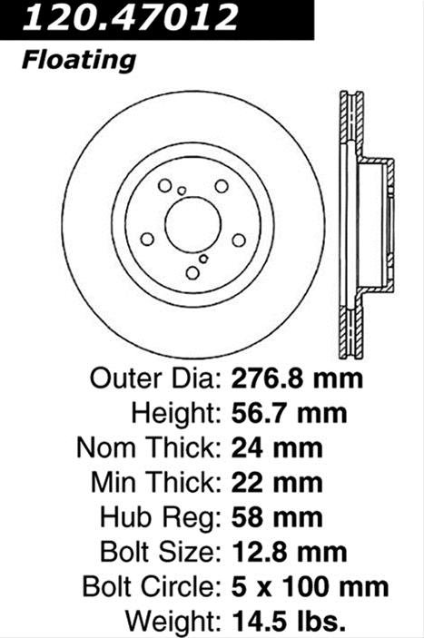Centric 98-02 Subaru Forester / 98-10 Impreza Performance Rotor thumbnail 2