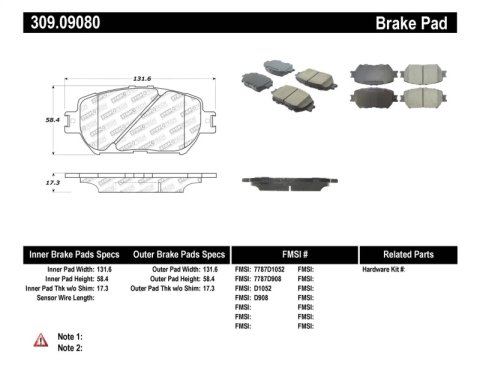 StopTech Performance 06 Lexus GS / 09-10 IS Front Brake Pads thumbnail 1