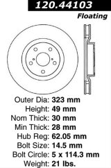 Centric 5/93-98 Toyota Supra Turbo Front Left Performance Rotor thumbnail 2