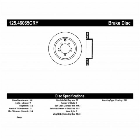 Stoptech 03-06 Evo 8 & 9 Rear Premium High Carbon CRYO-STOP Rotor thumbnail 1