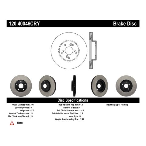Stoptech 04-10 Acura TSX / 01-03 CL / 01-06 MDX / 05-10 Accord SEDAN Front Performance CRYO Rotor thumbnail 7