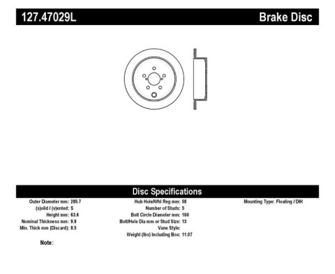StopTech 08-10 Impreza WRX (Exc STi)/08-10 Impreza Coupe/Sedan Slotted & Drilled Left Rear Rotor thumbnail 3