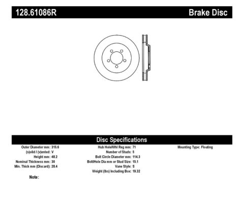 StopTech Power Slot 05-10 Mustang GT V8-4.6L Front Right Drilled Rotor thumbnail 8