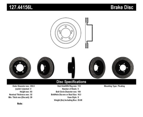 StopTech 07-09 Toyota Tundra / 08-09 Toyota Sequoia Front Left Slotted & Drilled Rotor thumbnail 4